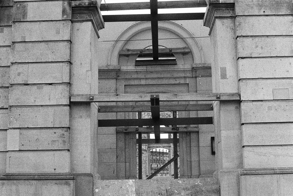 A historic building in Dresden is gutted to the walls for restauration. Shot on Bergger Pancro 400.