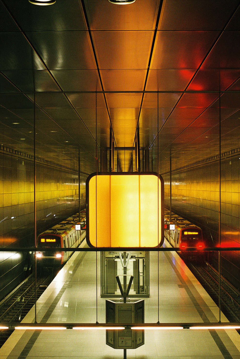 Light installation at a Hamburg subway station. Shot on Fujifilm Superia X-tra 400.