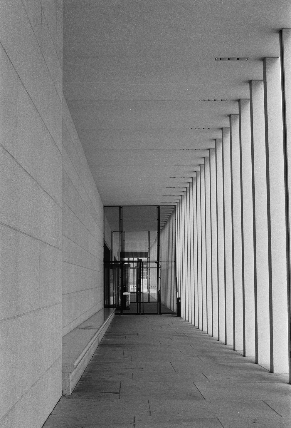 Pillars of the James Simon Gallery in Berlin. Shot on Kodak Tmax 100.