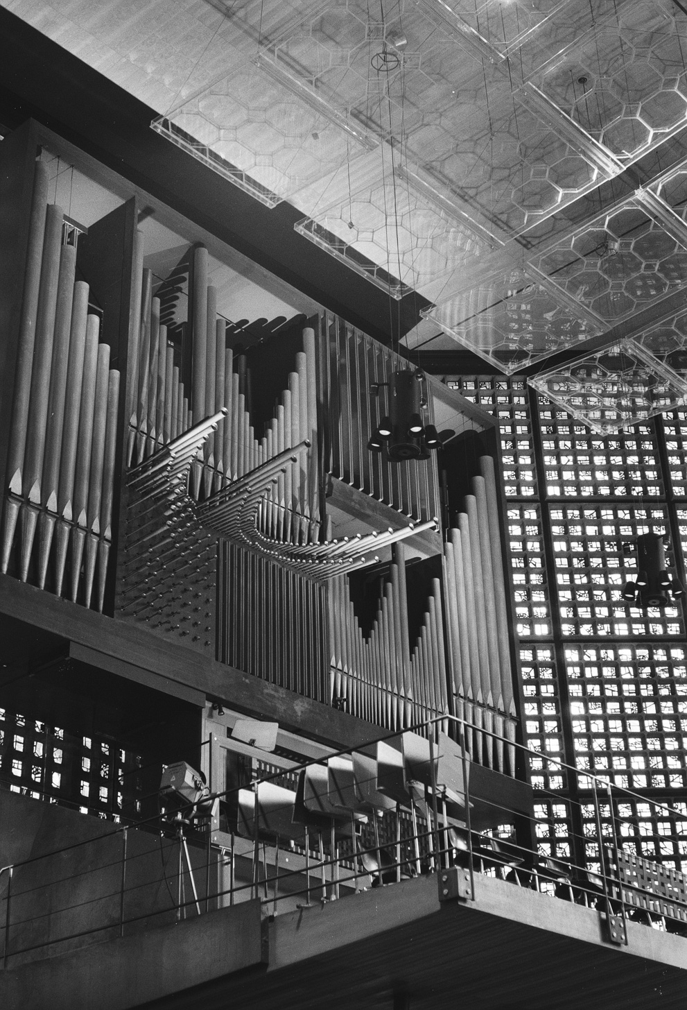 Schuke organ in the New Kaiser Wilhelm Memorial Church. Shot on Kodak Tmax 100.