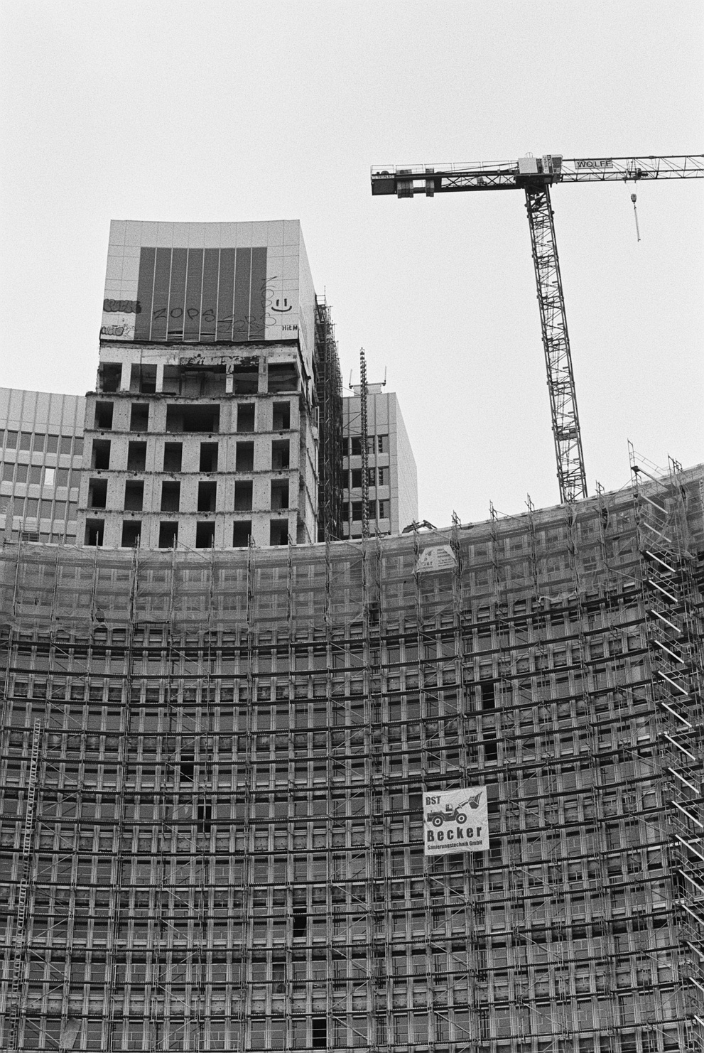 Demolition site of the Euler Hermes building in Hamburg-Ottensen. Shot on Kodak Tri-X 400.